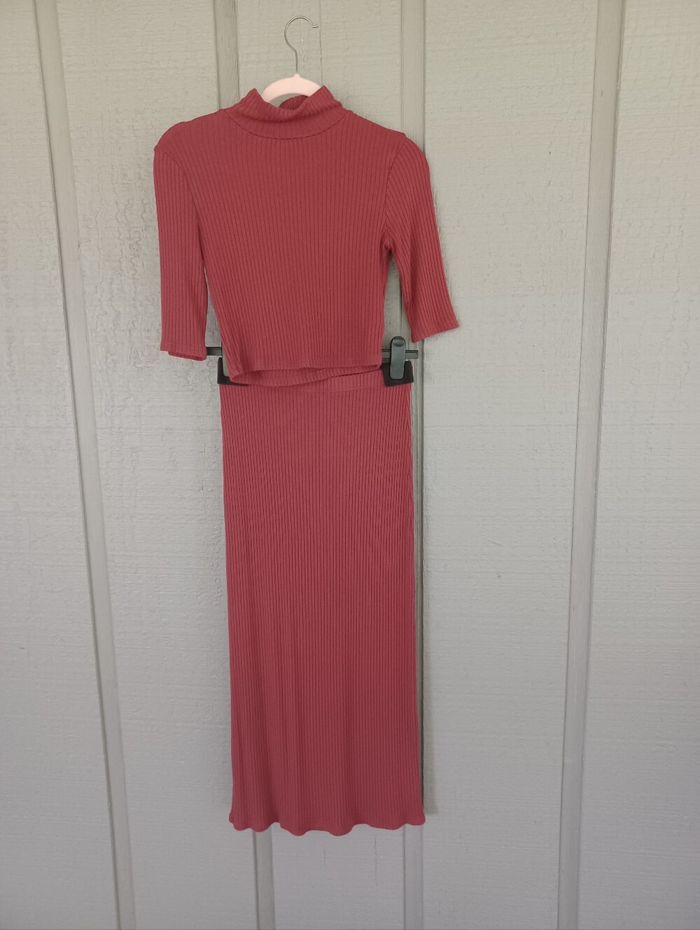 reformation Ribbed 2 Piece Midi Skirt Set Size S Women High Rise Stretch Preppy
